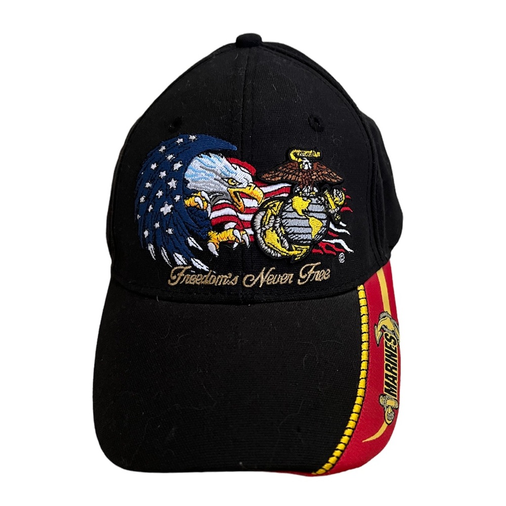 Mens Vintage Black “Freedom is never Free” Marines Hat